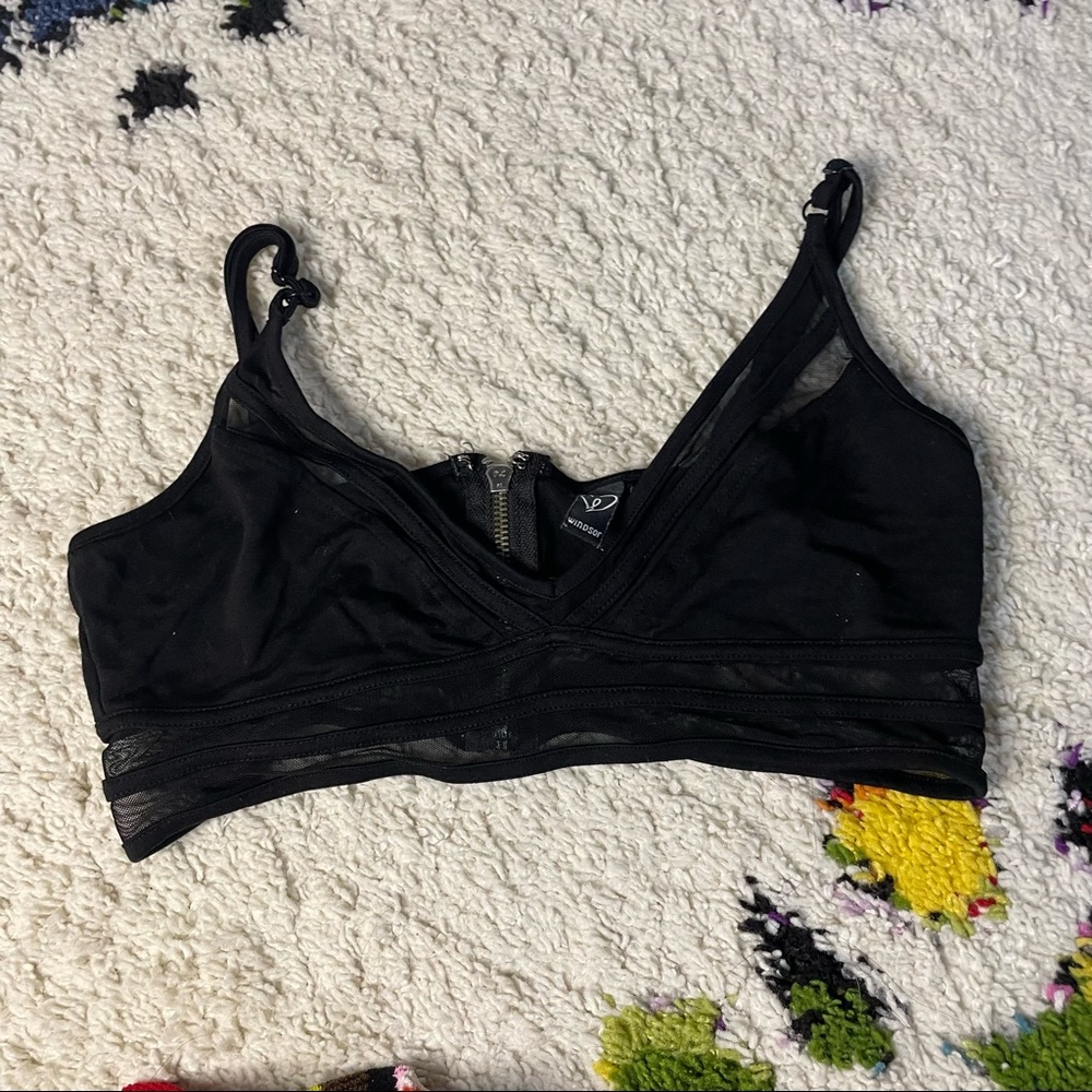 Black Windsor bralette with zipper